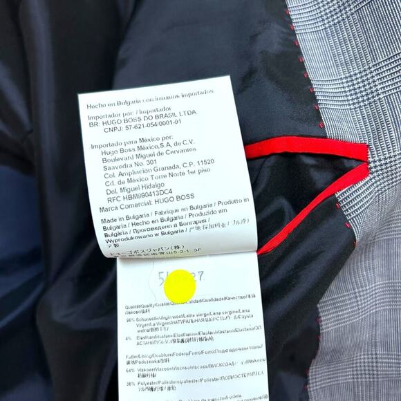 Hugo Boss Astian 184 Slim Fit Blazer 44R Navy Blue Plaid Wool Blend Sport Coat - Picture 5 of 7